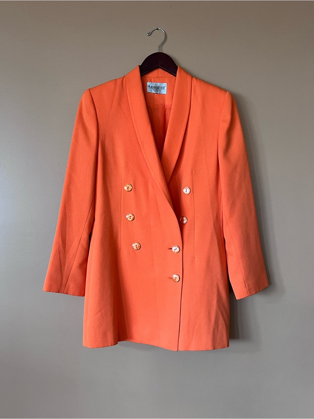 Vintage Vibrant Orange Double-Breasted Blazer